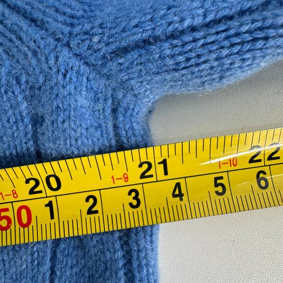 GRANT THOMAS 2 Ply Cashmere Pullover Sweater Crew Neck Soft Fuzzy Blue Size L - Picture 7 of 8